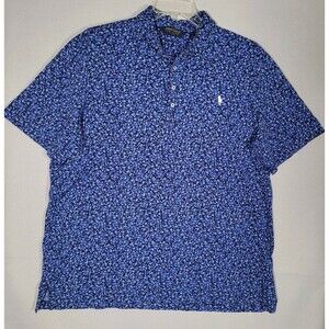 Polo Ralph Lauren Golf Shirt Mens 2XL Blue Floral Pro Fit Pima Cotton Shirt